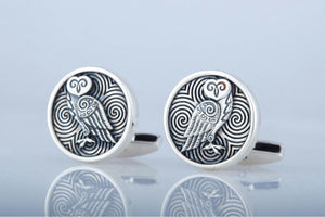 Unique Handmade Cufflinks with Owl Sterling Silver Jewelry - vikingworkshop