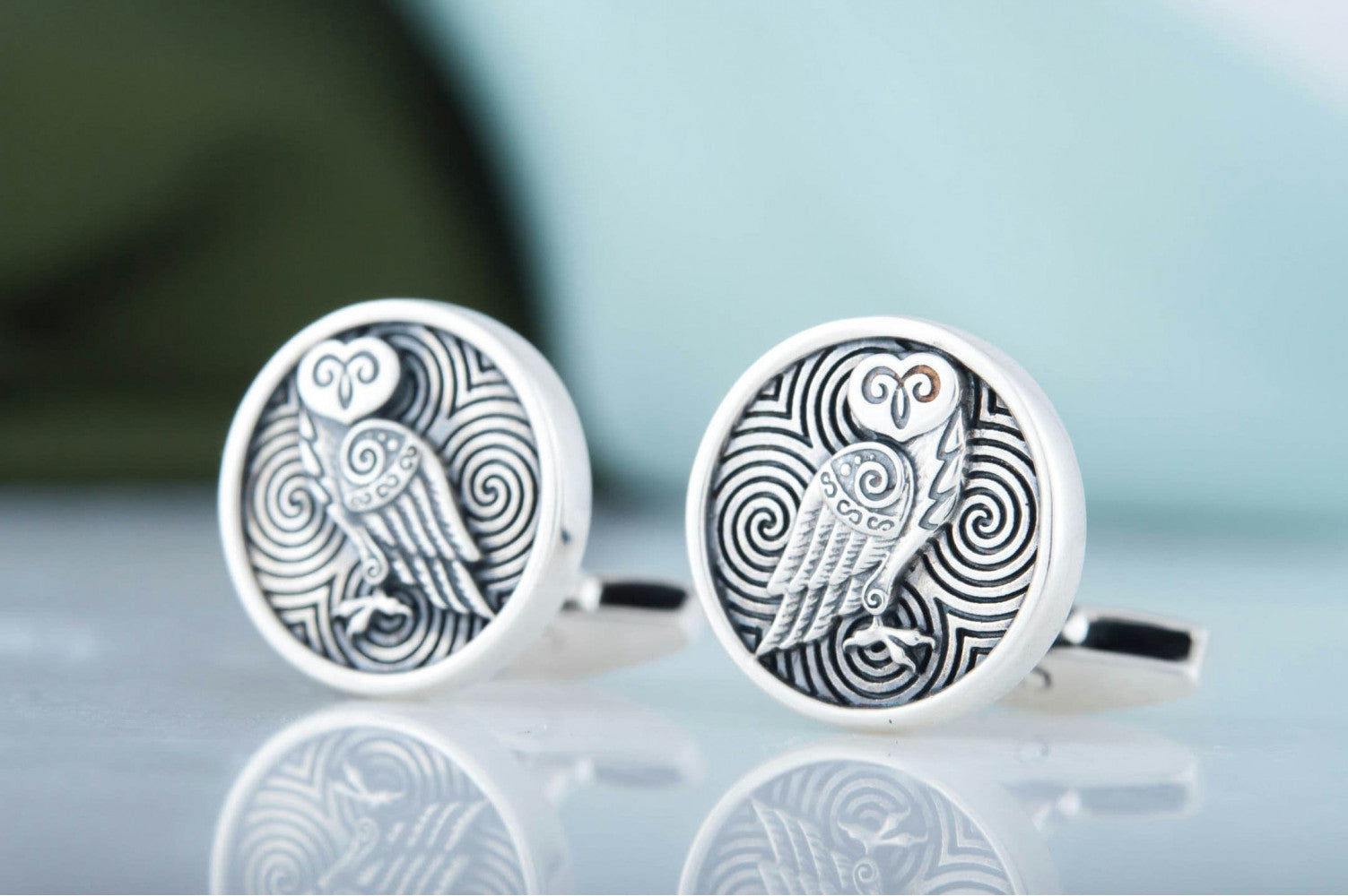 Unique Handmade Cufflinks with Owl Sterling Silver Jewelry - vikingworkshop