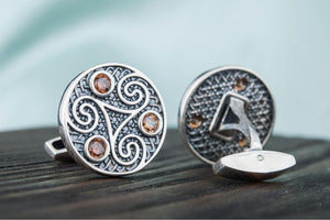 Unique Cufflinks with Triskelion Symbol Sterling Silver Handmade Jewelry - vikingworkshop