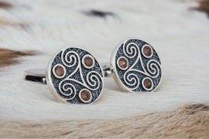 Unique Cufflinks with Triskelion Symbol Sterling Silver Handmade Jewelry - vikingworkshop