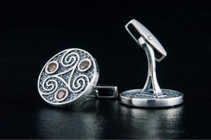 Unique Cufflinks with Triskelion Symbol Sterling Silver Handmade Jewelry - vikingworkshop