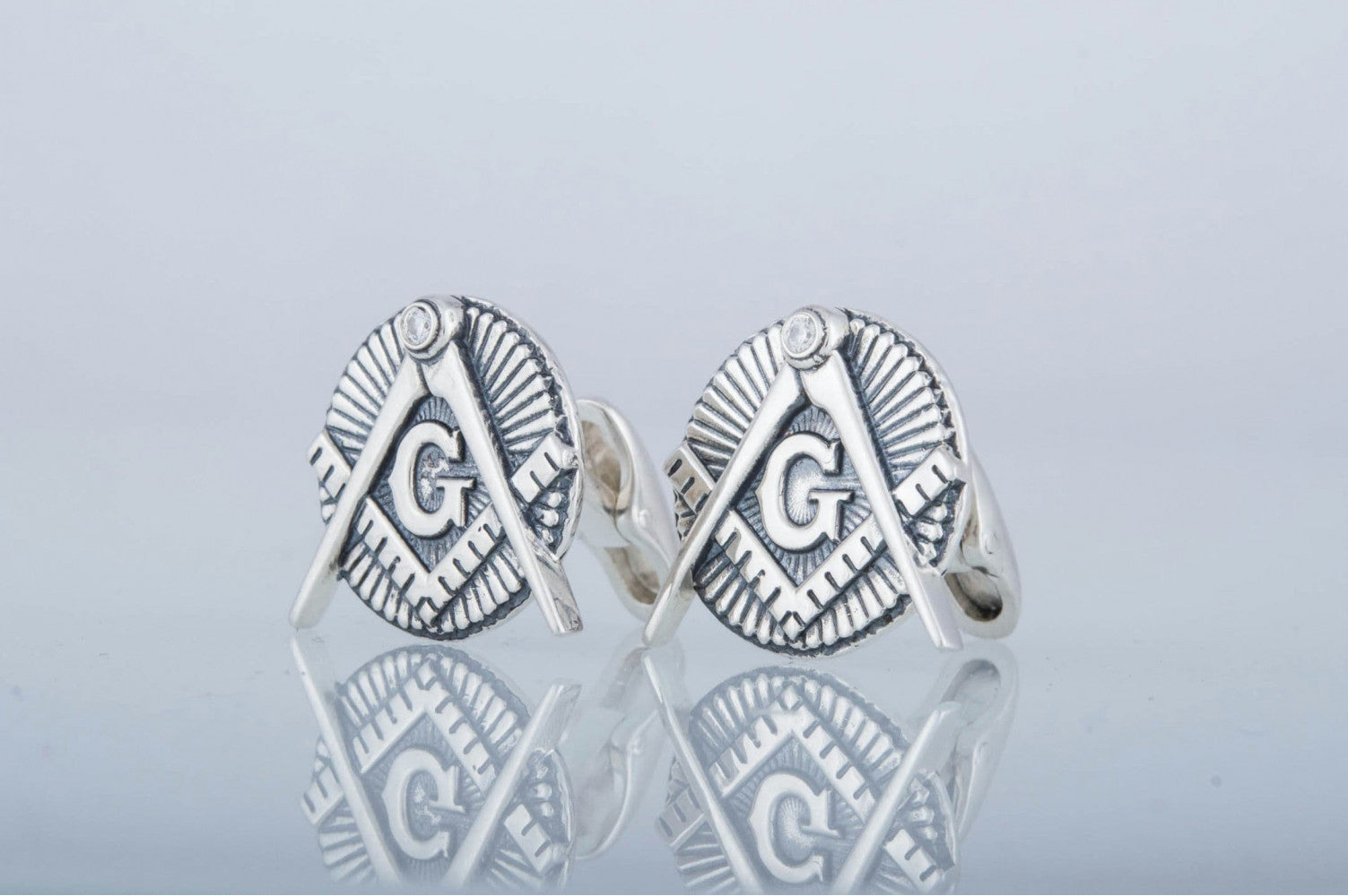 Unique Cufflinks with Masonic Symbol Sterling Silver Jewelry - vikingworkshop