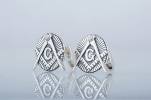 Unique Cufflinks with Masonic Symbol Sterling Silver Jewelry - vikingworkshop