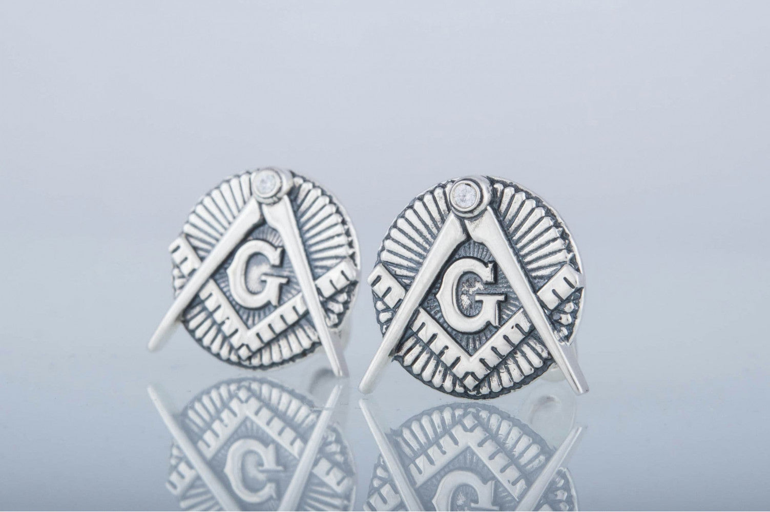 Unique Cufflinks with Masonic Symbol Sterling Silver Jewelry