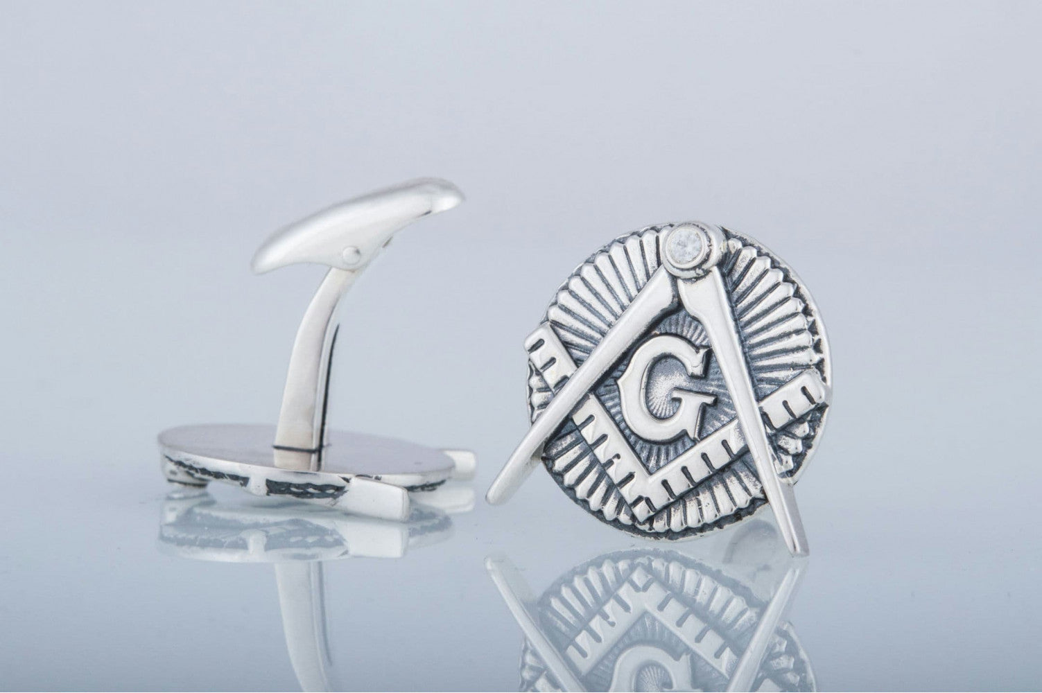 Unique Cufflinks with Masonic Symbol Sterling Silver Jewelry - vikingworkshop