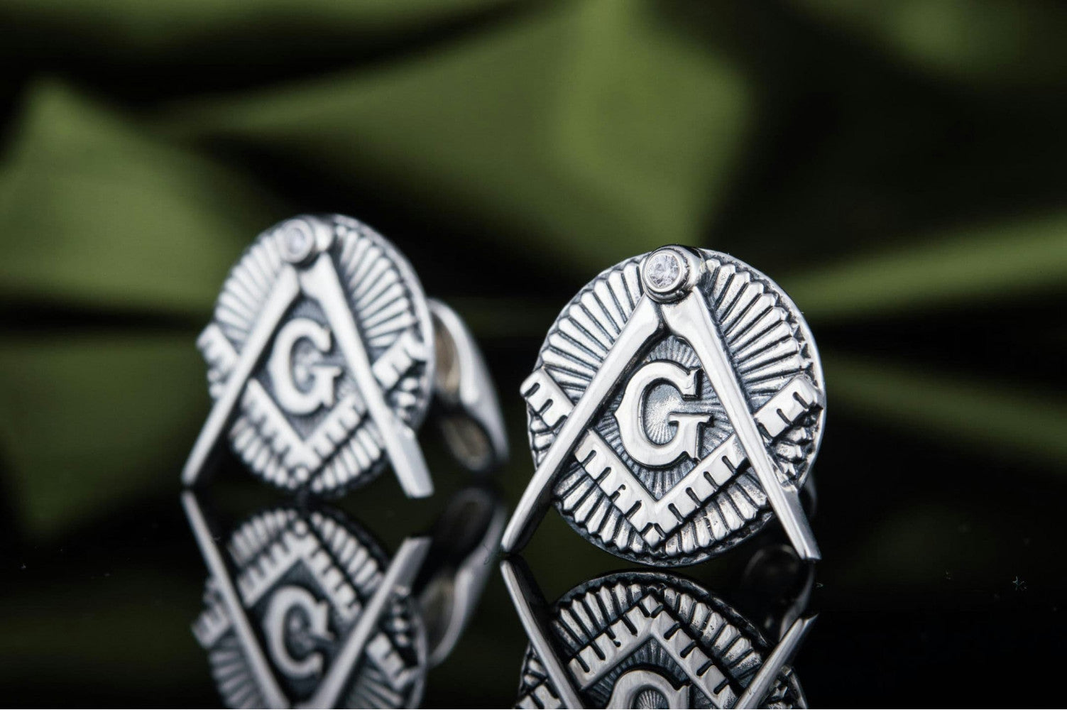 Unique Cufflinks with Masonic Symbol Sterling Silver Jewelry - vikingworkshop