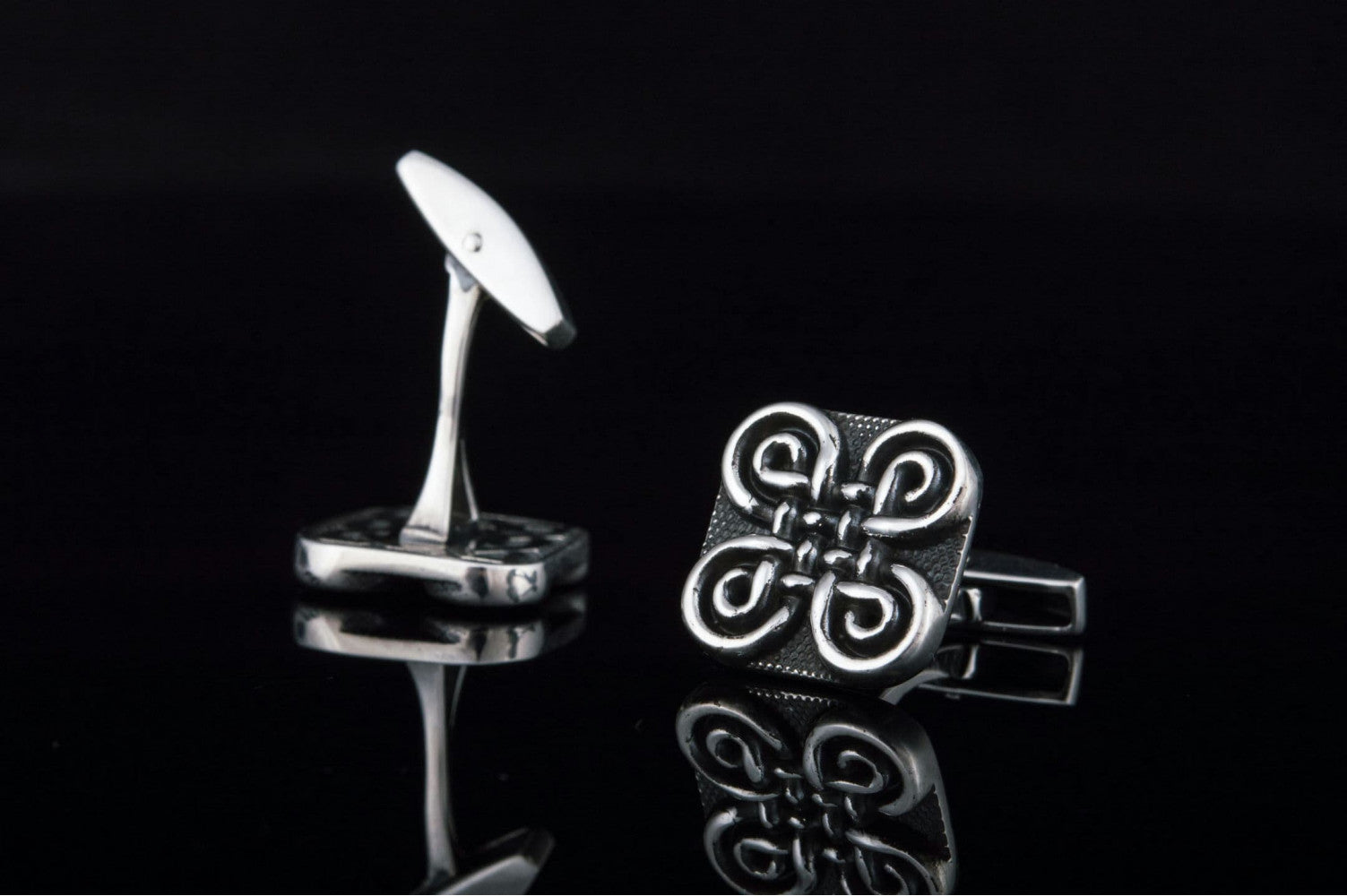 Unique Handmade Cufflinks with Ornament Sterling Silver Jewelry - vikingworkshop