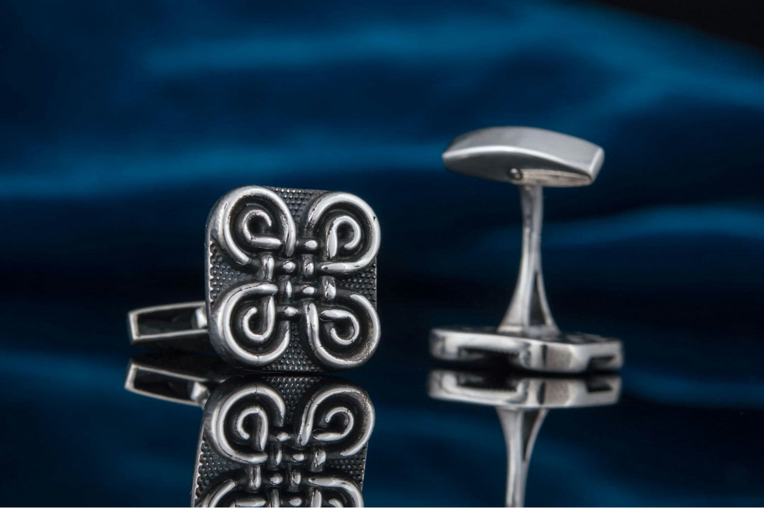 Unique Handmade Cufflinks with Ornament Sterling Silver Jewelry - vikingworkshop