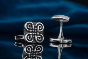 Unique Handmade Cufflinks with Ornament Sterling Silver Jewelry - vikingworkshop