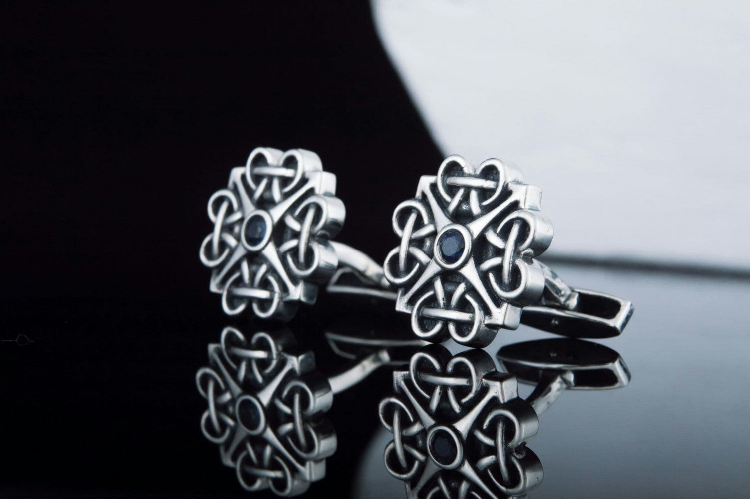 Unique Handmade Cufflinks with Cubic Zirconia Sterling Silver Jewelry - vikingworkshop