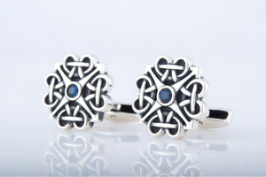 Unique Handmade Cufflinks with Cubic Zirconia Sterling Silver Jewelry - vikingworkshop