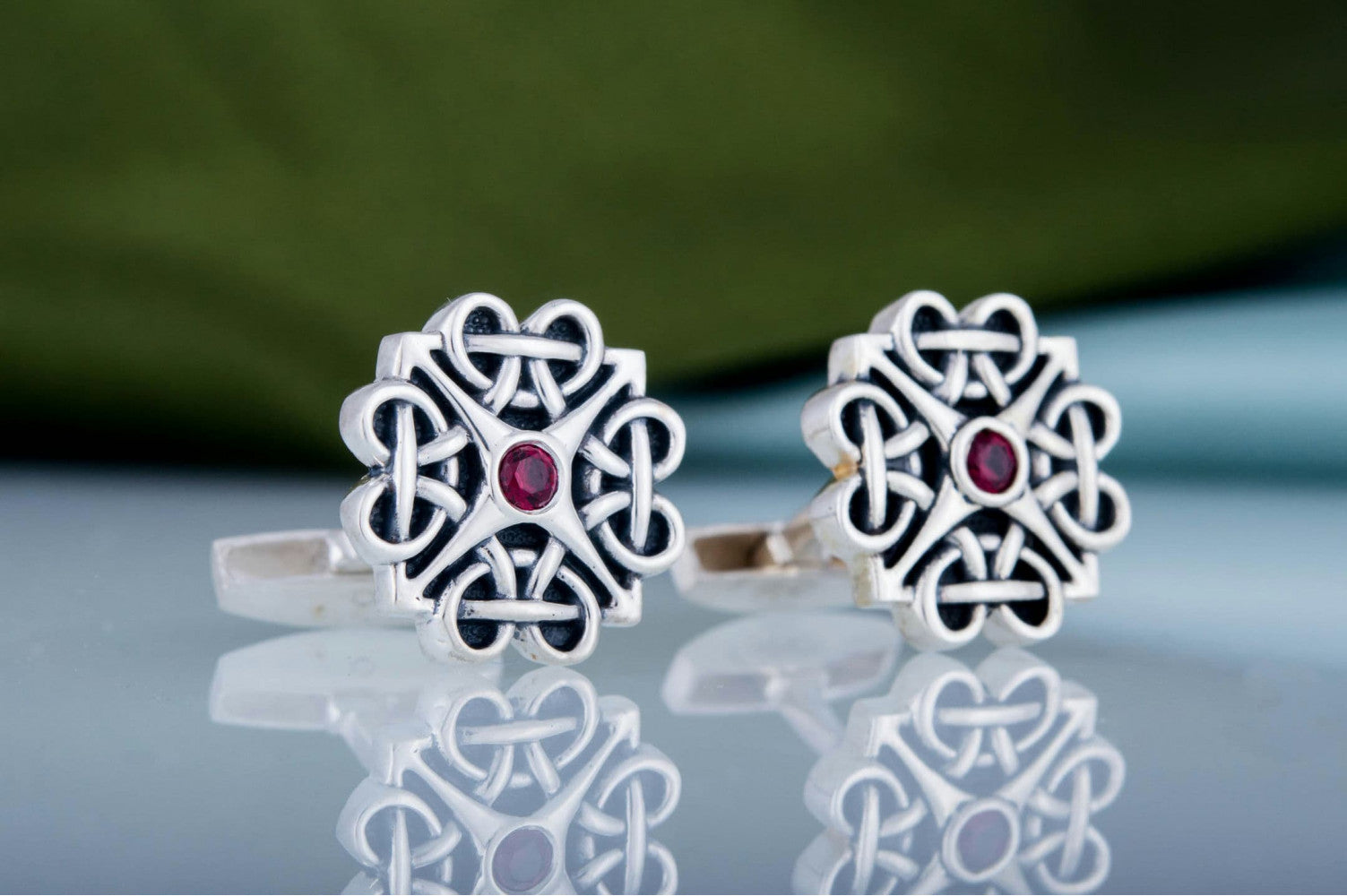 Unique Handmade Cufflinks with Cubic Zirconia Sterling Silver Jewelry - vikingworkshop