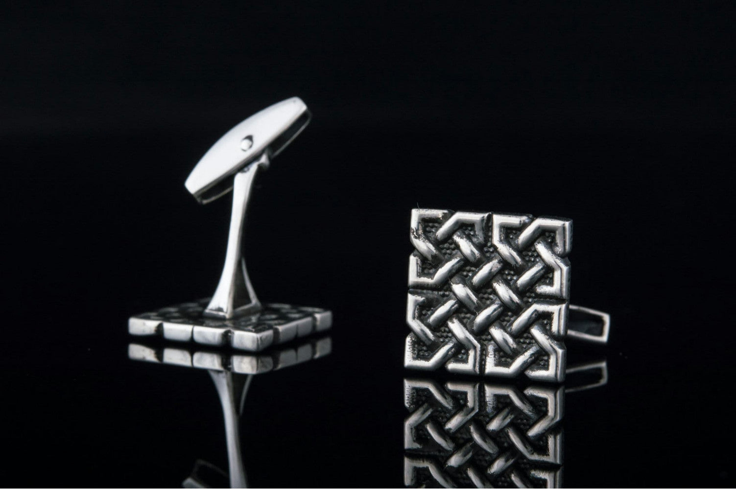 Unique Cufflinks with Ornament Sterling Silver Handmade Jewelry - vikingworkshop