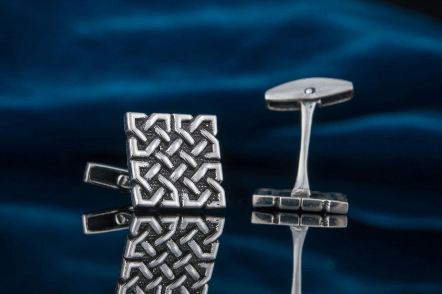 Unique Cufflinks with Ornament Sterling Silver Handmade Jewelry - vikingworkshop