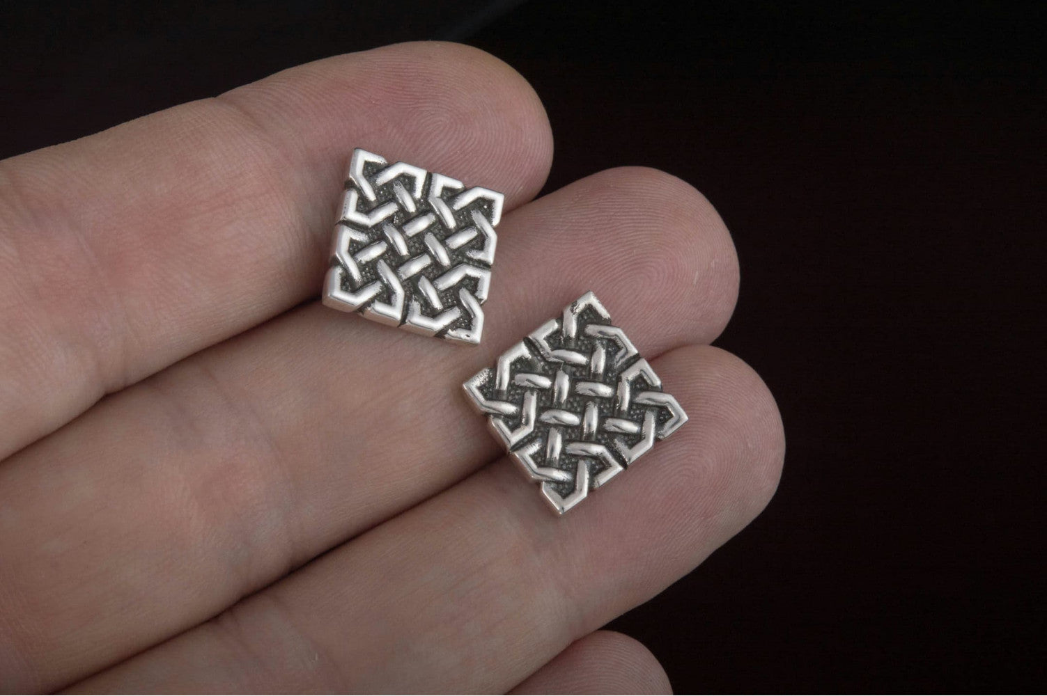 Unique Cufflinks with Ornament Sterling Silver Handmade Jewelry - vikingworkshop