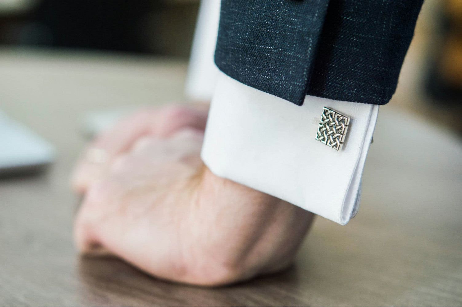 Unique Cufflinks with Ornament Sterling Silver Handmade Jewelry - vikingworkshop