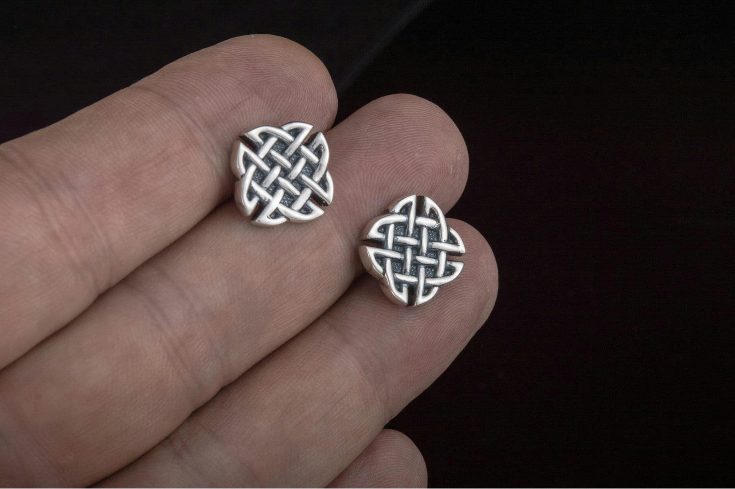 Unique Cufflinks with Ornament Sterling Silver Handmade Jewelry V02