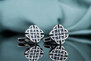 Unique Cufflinks with Ornament Sterling Silver Handmade Jewelry V02 - vikingworkshop