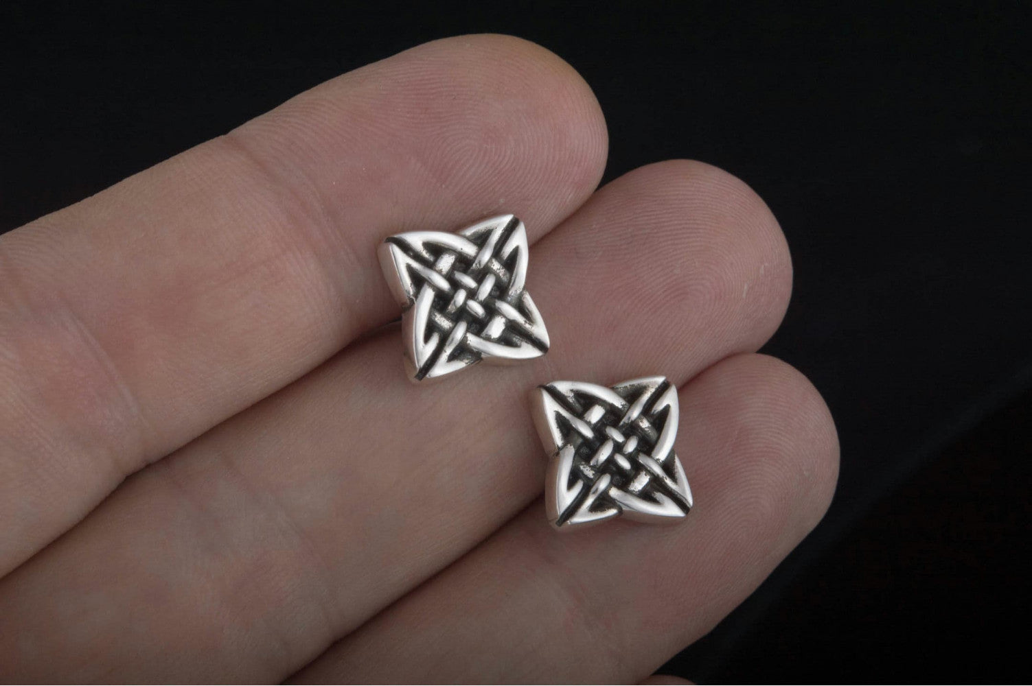 Unique Cufflinks with Ornament Sterling Silver Handmade Jewelry V03