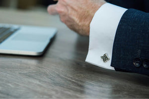 Unique Cufflinks with Ornament Sterling Silver Handmade Jewelry V03 - vikingworkshop