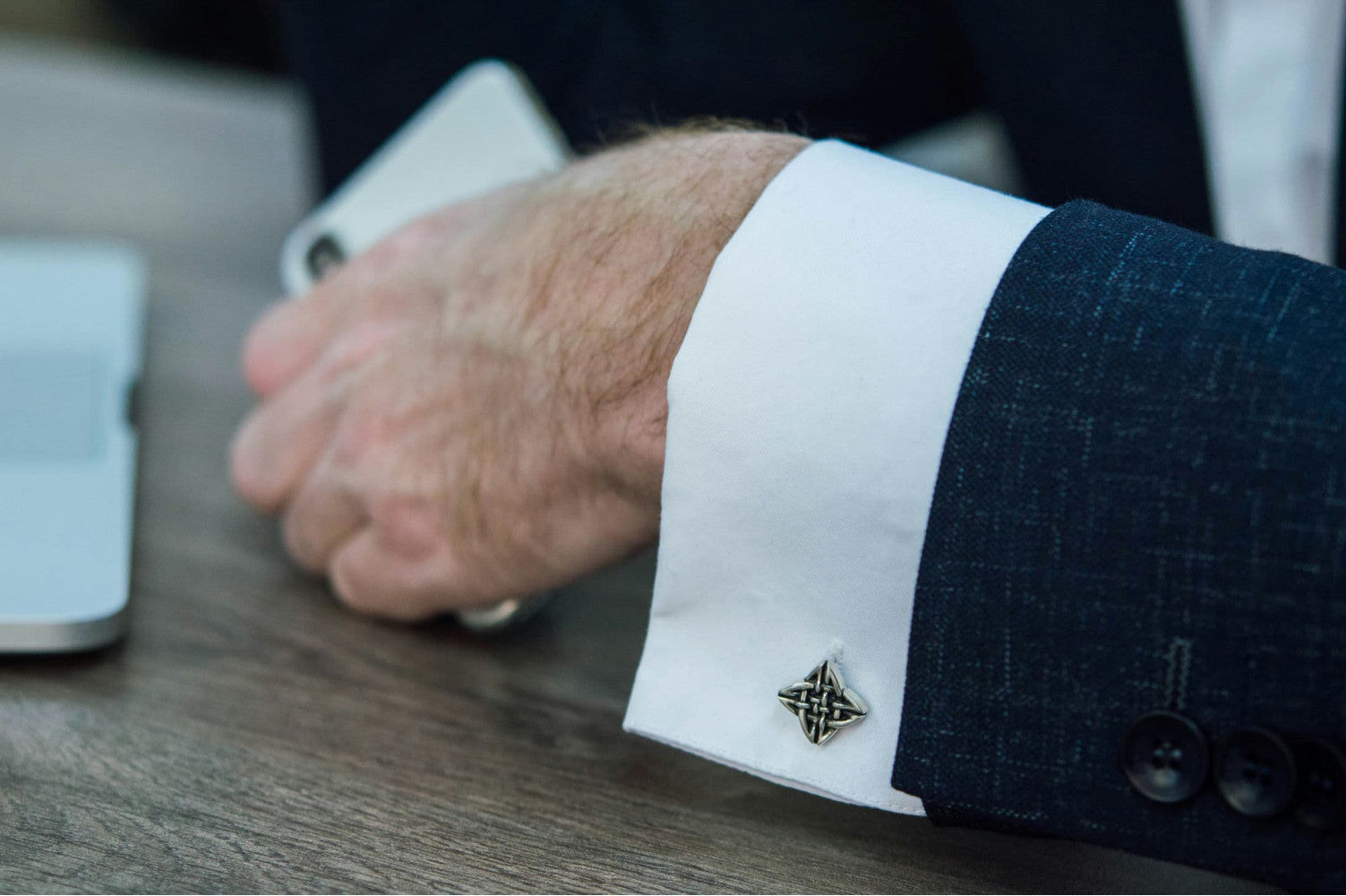 Unique Cufflinks with Ornament Sterling Silver Handmade Jewelry V03 - vikingworkshop