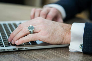 Unique Cufflinks with Masonic Symbol and CZ Sterling Silver Handmade Jewelry - vikingworkshop