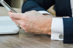 Unique Cufflinks with Masonic Symbol and CZ Sterling Silver Handmade Jewelry - vikingworkshop