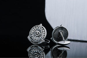 Unique Cufflinks with Masonic Symbol Sterling Silver Handmade Jewelry - vikingworkshop