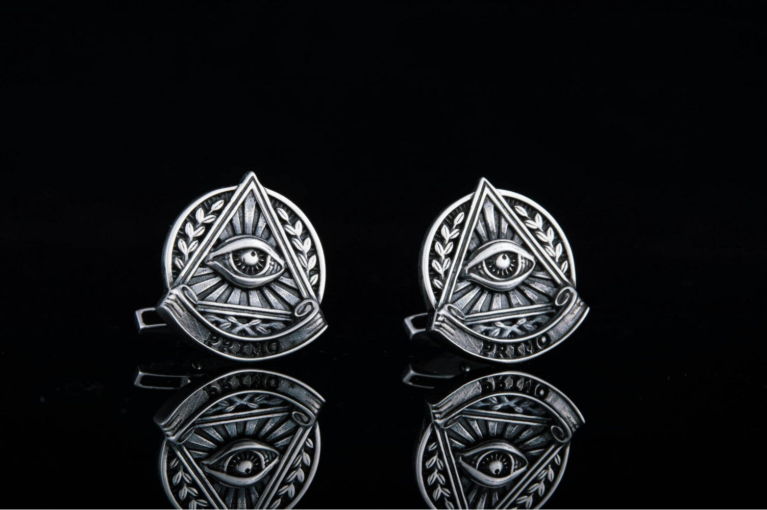 Unique Cufflinks with Masonic Symbol Sterling Silver Handmade Jewelry - vikingworkshop