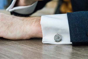 Unique Cufflinks with Masonic Symbol Sterling Silver Handmade Jewelry - vikingworkshop