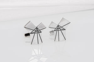 Handcrafted Sterling Silver Geometry fashion Cufflinks, unique jewelry - vikingworkshop