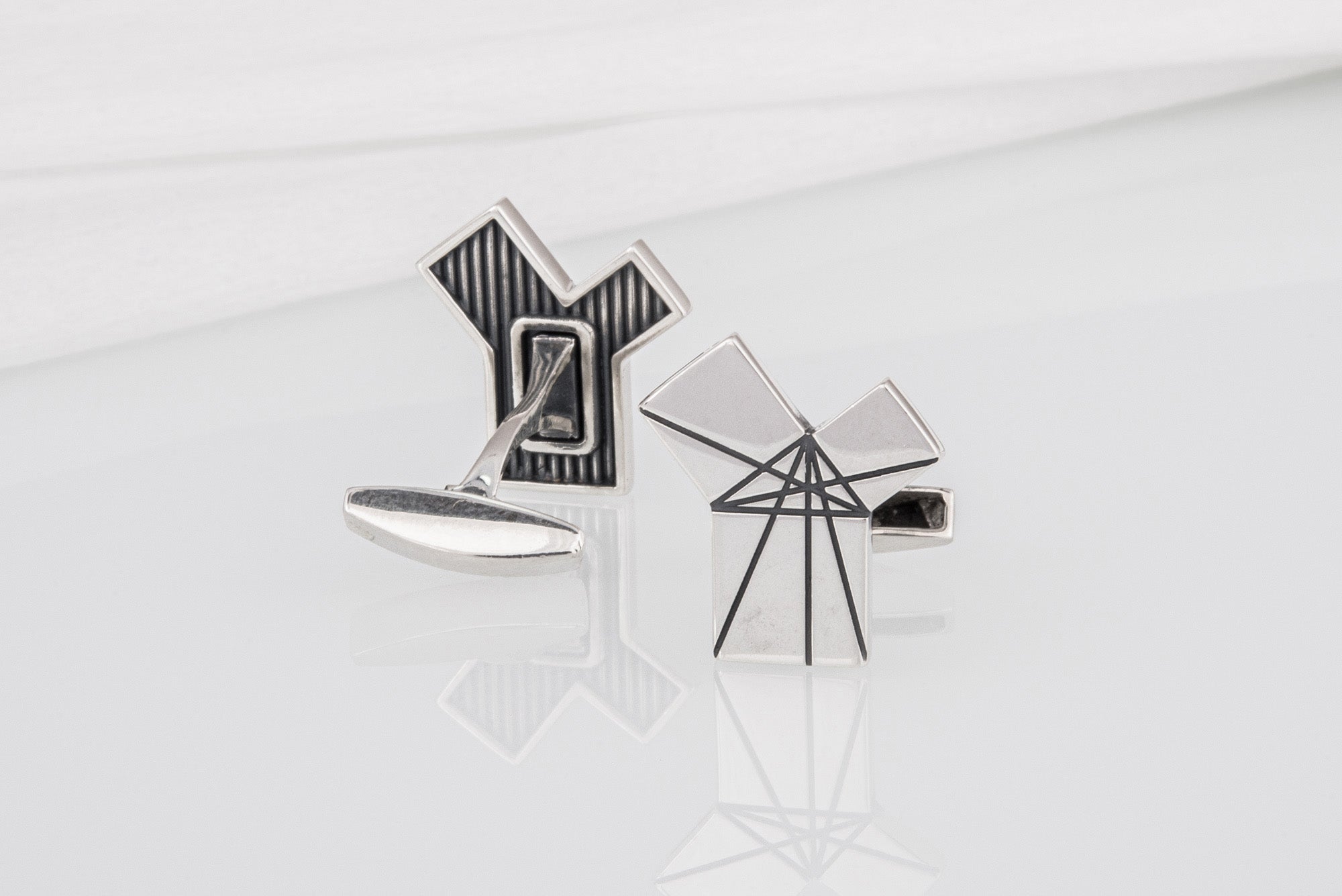 Handcrafted Sterling Silver Geometry fashion Cufflinks, unique jewelry