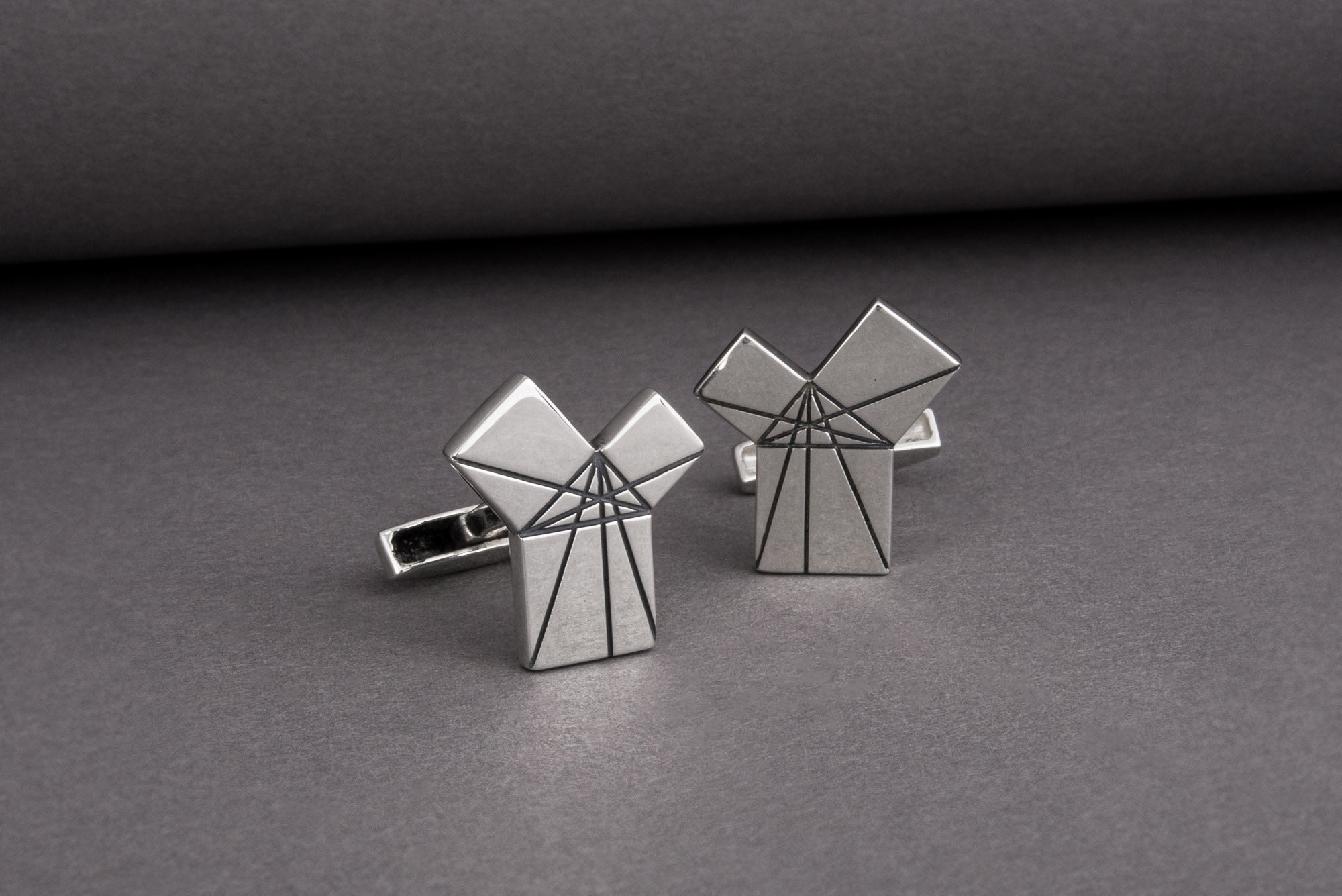 Handcrafted Sterling Silver Geometry fashion Cufflinks, unique jewelry - vikingworkshop