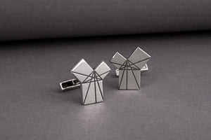 Handcrafted Sterling Silver Geometry fashion Cufflinks, unique jewelry - vikingworkshop