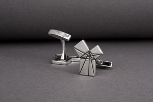 Handcrafted Sterling Silver Geometry fashion Cufflinks, unique jewelry - vikingworkshop