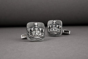 Unique handcrafted King's Crown cufflinks, 925 silver fashion jewelry - vikingworkshop