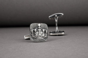 Unique handcrafted King's Crown cufflinks, 925 silver fashion jewelry - vikingworkshop