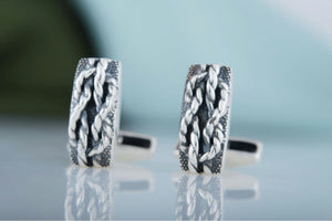Unique Cufflinks with Sailor Knot Symbol Sterling Silver Handmade Jewelry - vikingworkshop