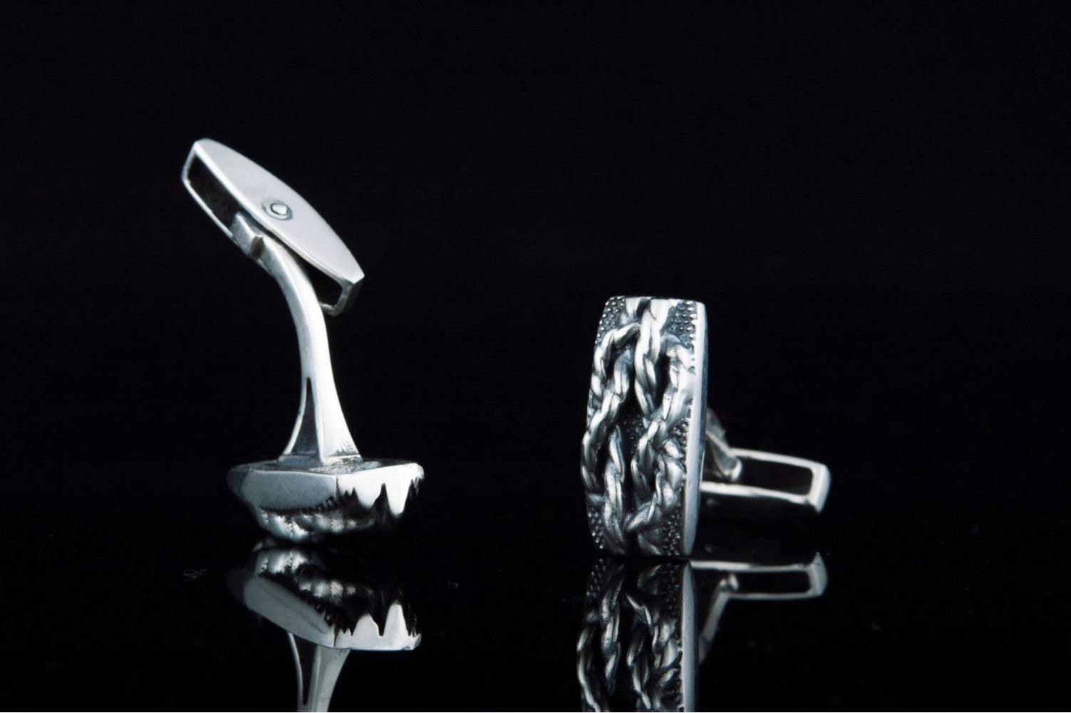 Unique Cufflinks with Sailor Knot Symbol Sterling Silver Handmade Jewelry - vikingworkshop