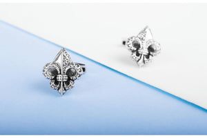 925 Silver Fashion Cufflinks with Fleur-de-lis Heraldic lily, Unique handmade jewelry - vikingworkshop