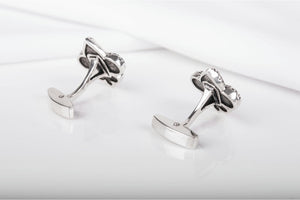 925 Silver Fashion Cufflinks with Fleur-de-lis Heraldic lily, Unique handmade jewelry - vikingworkshop