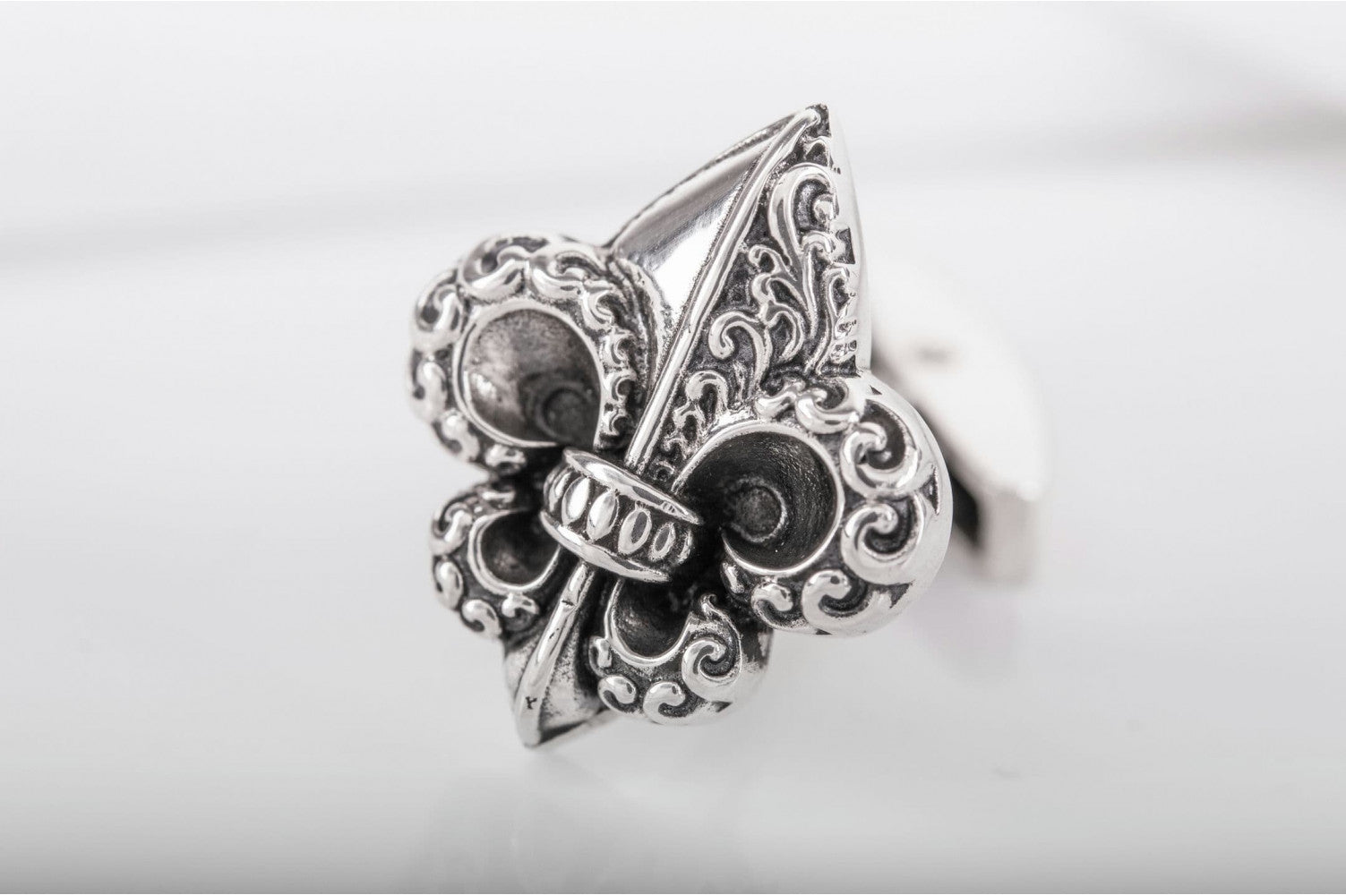 925 Silver Fashion Cufflinks with Fleur-de-lis Heraldic lily, Unique handmade jewelry - vikingworkshop