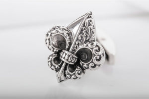 925 Silver Fashion Cufflinks with Fleur-de-lis Heraldic lily, Unique handmade jewelry - vikingworkshop