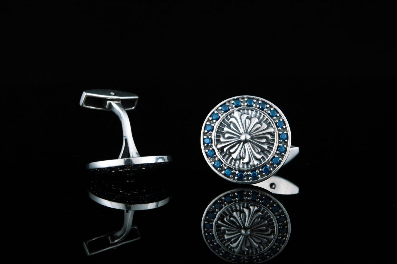 Cufflinks with Cubic Zirconia Sterling Silver Unique Jewelry - vikingworkshop