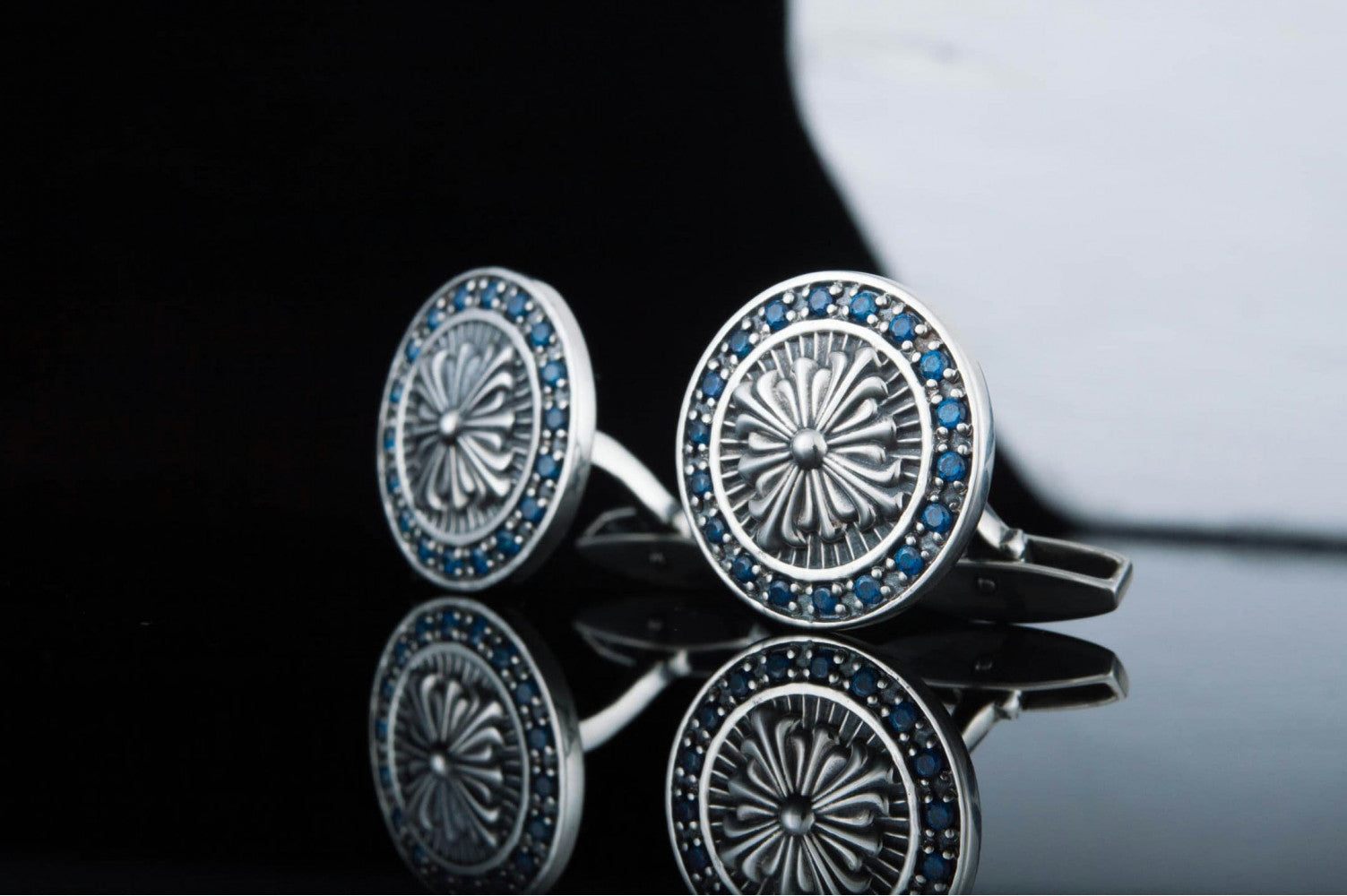 Cufflinks with Cubic Zirconia Sterling Silver Unique Jewelry - vikingworkshop