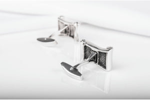 925 Silver Masonic Cufflinks with G Symbol on Scroll, Unique handmade jewelry - vikingworkshop