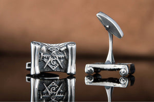 Cufflinks with Masonic Symbols Sterling Silver Handmade Jewelry - vikingworkshop