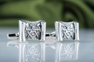 Cufflinks with Masonic Symbols Sterling Silver Handmade Jewelry - vikingworkshop