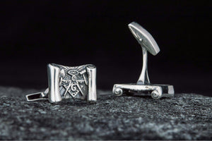 Cufflinks with Masonic Symbols Sterling Silver Handmade Jewelry - vikingworkshop