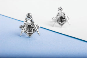 925 Silver Masonic Cufflinks with The Square and Compasses, Unique handmade jewelry - vikingworkshop